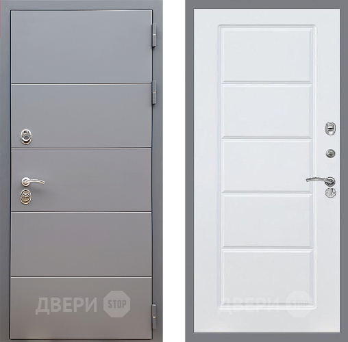 Входная металлическая Дверь Стоп АРТ ГРАФИТ ФЛ-39 Силк Сноу