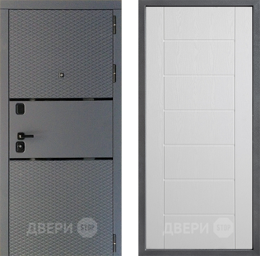 Входная металлическая Дверь Дверной континент Диамант Дизайн ФЛ-Лайн Белое дерево