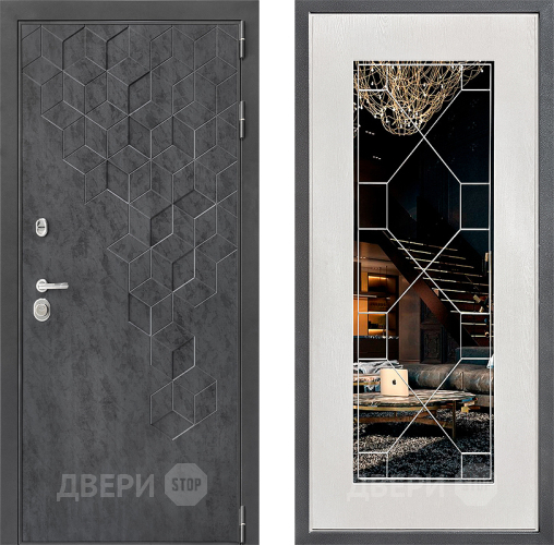 Дверь Дверной континент ДК-3/713 ФЛ-Тиффани Зеркало Белое дерево