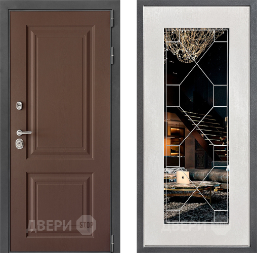 Дверь Дверной континент ДК-3/729 ФЛ-Тиффани Зеркало Белое дерево