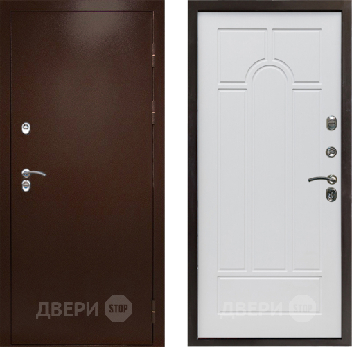 Входная металлическая Дверь Престиж TERMO с терморазрывом Снегирь Медь Арка Белое дерево