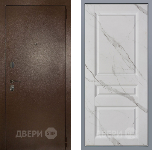 Дверь Заводские двери Эталон 3к антик медь Стокгольм Мрамор белый