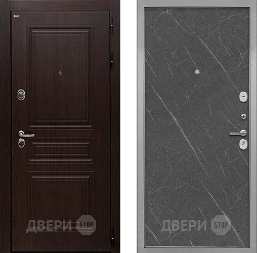 Дверь Интекрон (INTECRON) Брайтон Тиковое Дерево Гладкая Гранит лава оникс