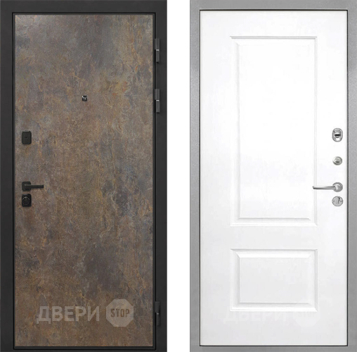 Входная металлическая Дверь Интекрон (INTECRON) Профит Black Гранж Альба Роял Вуд белый