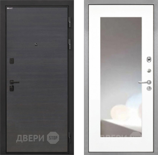 Входная металлическая Дверь Интекрон (INTECRON) Профит Black Эковенге ФЛЗ-120-М Зеркало Белый матовый