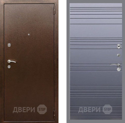 Входная металлическая Дверь Рекс (REX) 1А Медный Антик Line Силк титан