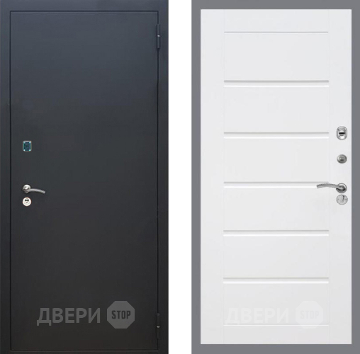 Дверь Рекс (REX) 1A Черный Муар Сити Белый ясень