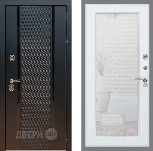 Входная металлическая Дверь Рекс (REX) 25 Зеркало Пастораль Белый ясень